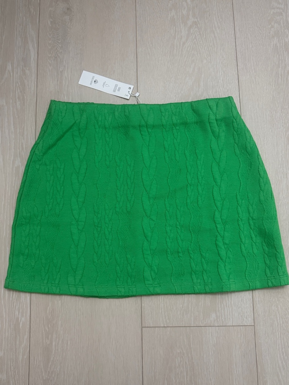 Zara Bright Green Cable-Knit Mini Skirt